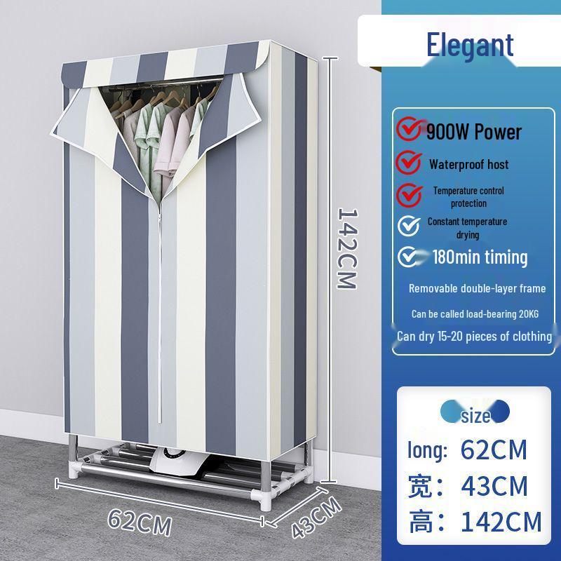 Compact Double-Layer Quick-Dry Clothes Dryer Wardrobe with Large Capacity for Rental Rooms