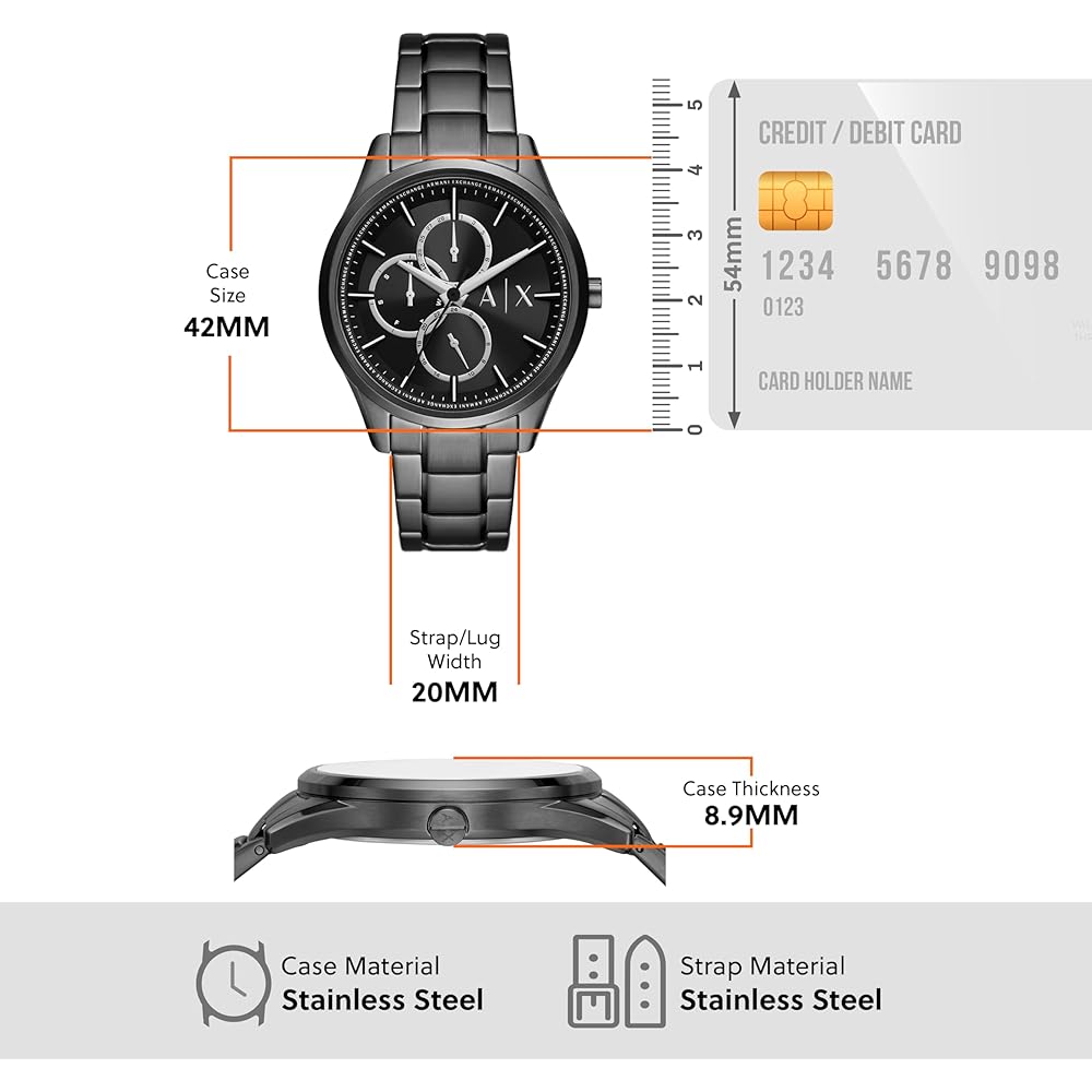 A|X Armani Exchange DANTE AX7154SET Men's Watch, Black