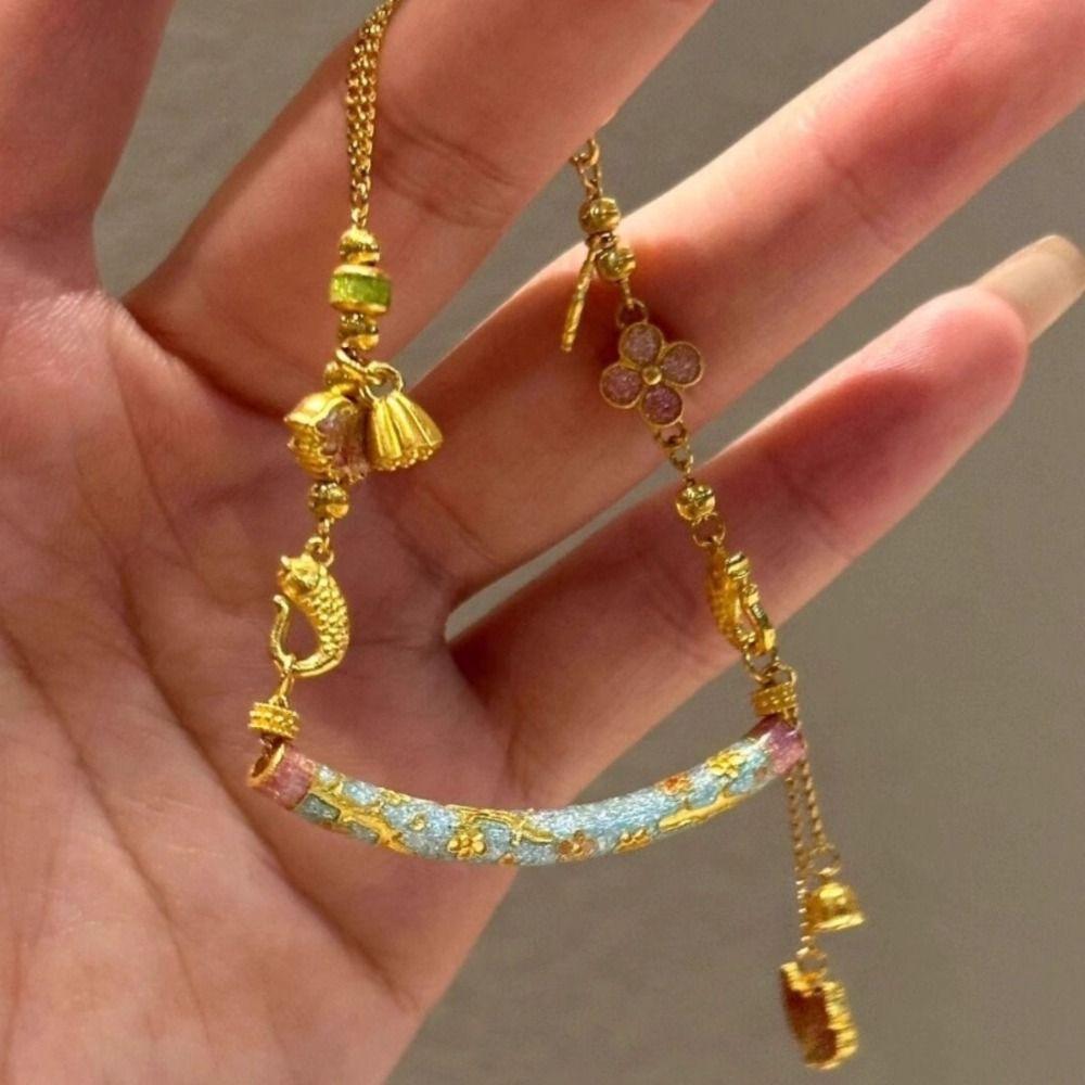 Exquisite Charm New Chinese Style Bracelet Jewelry Accessories Enamel Hand Ring  Gift