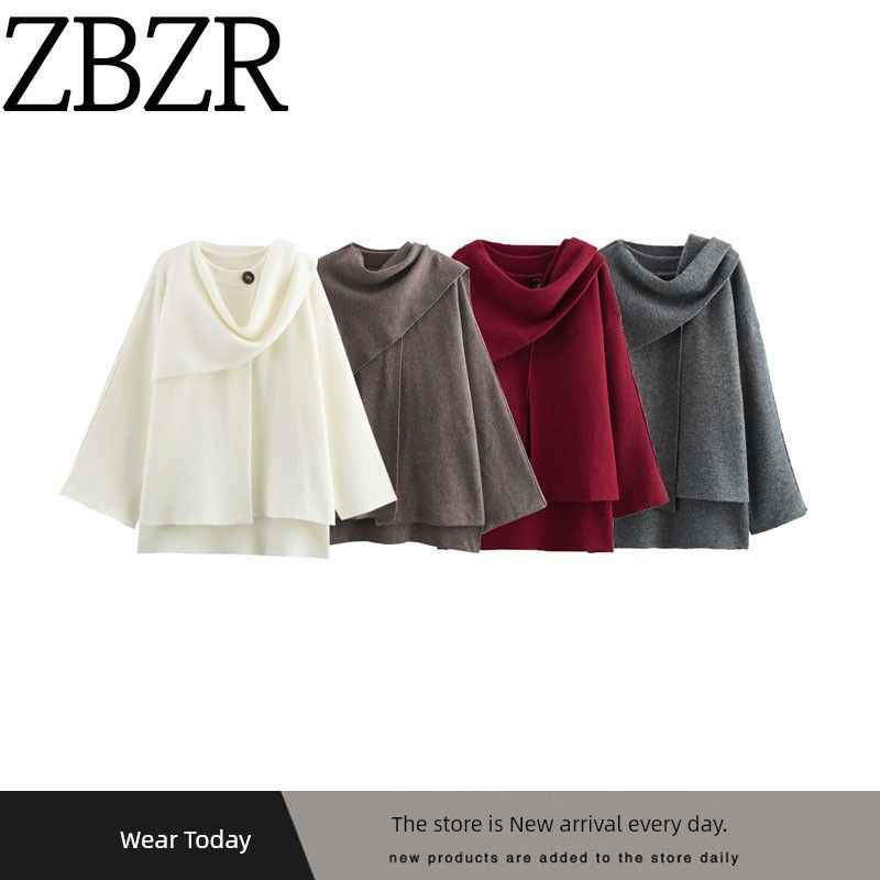 Za Autumn and Winter New Arrivals Women's Clothing Zr European and American Style Short Knitted Jacket with Asymmetrical Scarf 2756100 802