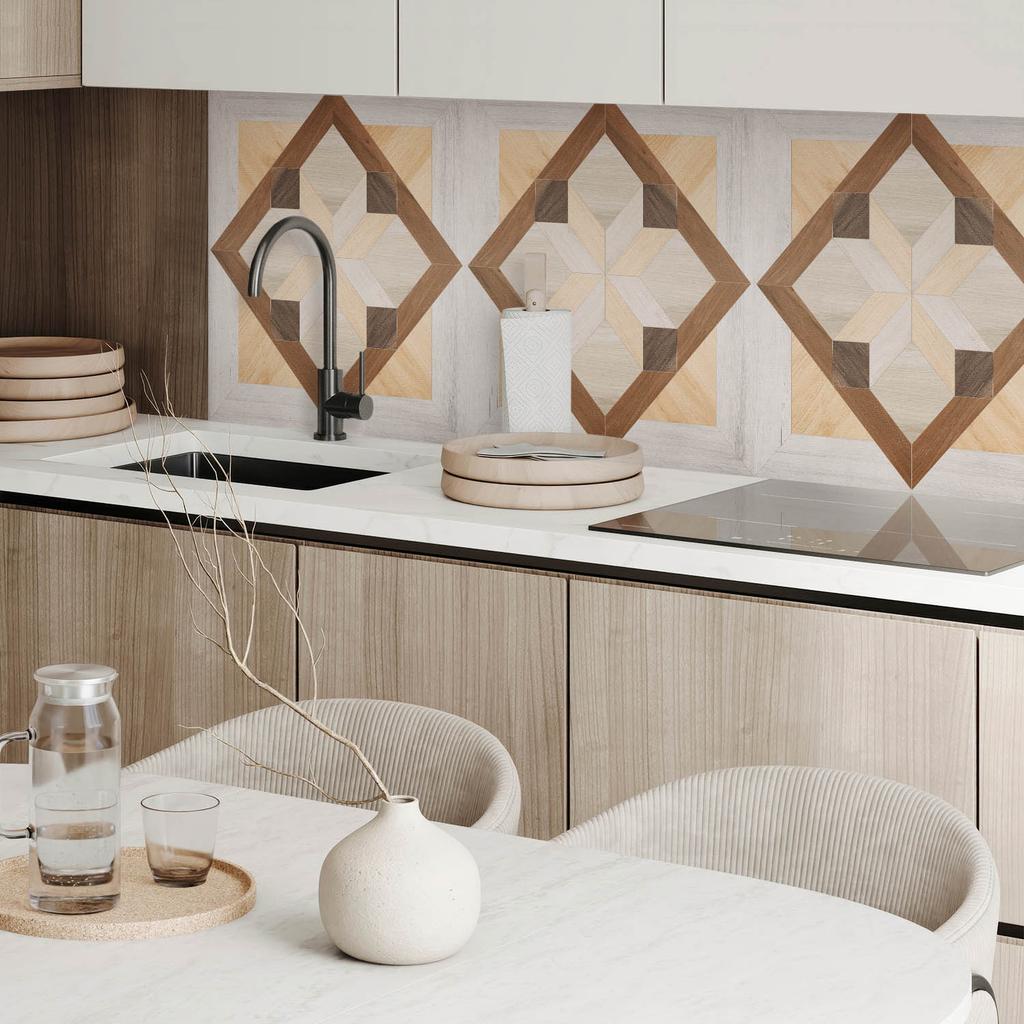 Panel Winylowy Z Nadrukiem - Dekoracja Do Sypialni 100X50 Cm Wzór Geometryczny W Kwadracie