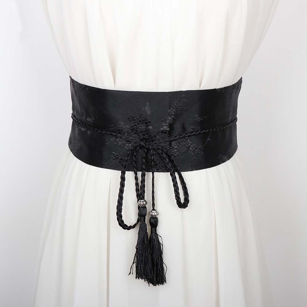 Retro-pattern Embroidery Corset Embroidered Ethnic Girdle Hanfu Waistband Kimono Match чёрный