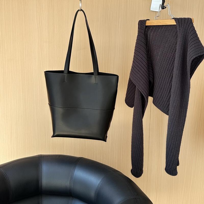 Dou Xiaozhu Настоящая кожаная большая сумка-тоут через плечо