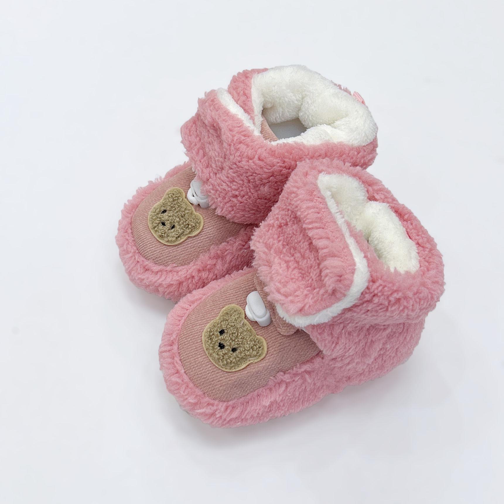 Зимняя обувь для малышей 0-12 месяцев: Мягкая подошва, Плюш, Защита от падений, Надежный хлопок 12cm (0-9 months)