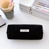 Solid Color Corduroy Pencil Case Student Art Minimalist Stationery  Pouch Zipper Coin Purse Women Makeup Bag Travel Organizer