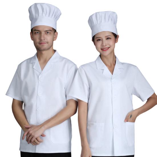 Chef Uniform V-Neck Front Buttons Unisex Workwear with Practical Pockets Professional Cooking Uniform