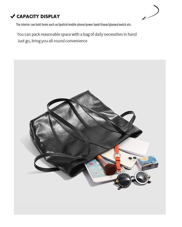 Korean Style Black Fashion Tote - Large Capacity, High-End, Versatile Shoulder & Underarm Bag