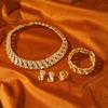 Fashion Gold Plated Jewelry Set Dubai African Choker Necklace Earrings Rings Wedding Bridal Jewellery Sets for Women