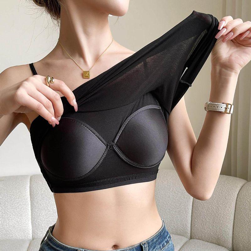 

Modal Camisole for Women, New Style, Integrated Bra, Inner Wear, Base Layer with Chest Pads, Beautiful Back Design Black XL