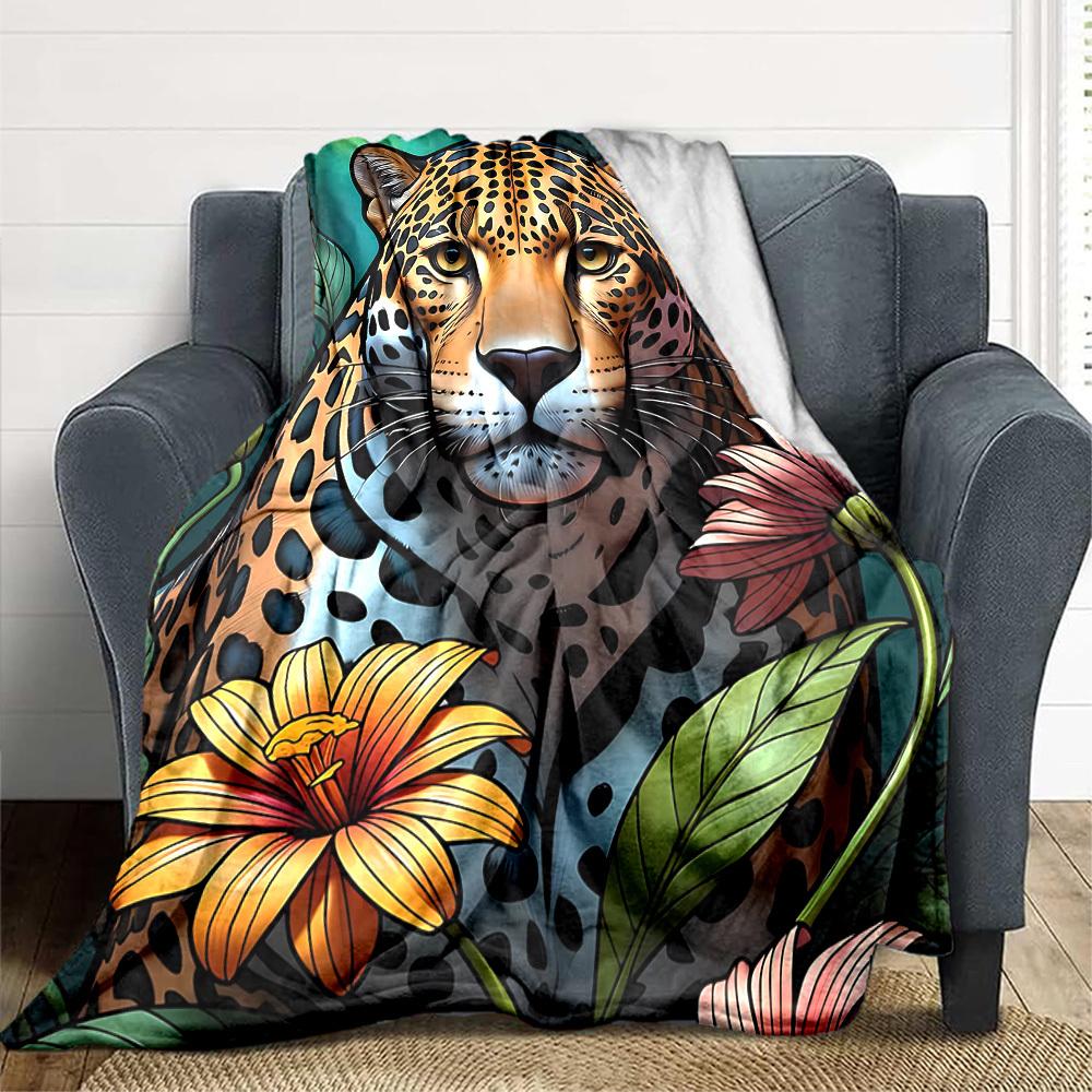 1pc Leopard Print Blanket Lightweight Blanket Throw Blanket For Sofa, Bed, Travel, Camping, Livingroom, Office yy251010039