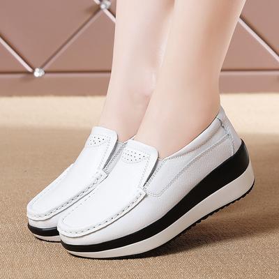 Chaussures plates à plateforme pour femmes, élégantes, en cuir véritable, pour l'automne, décontractées