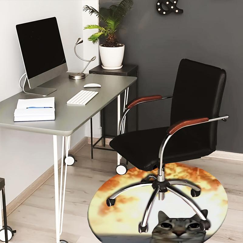 

1pc Cat with Fiery Background Round carpet, Made of Polyester,Perfect for Decorating Office Chairs, Living Rooms,fplt047 80cm by 80cm