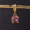 18K Gold Plated Square Amethyst Pendant for DIY Necklace or Bracelet