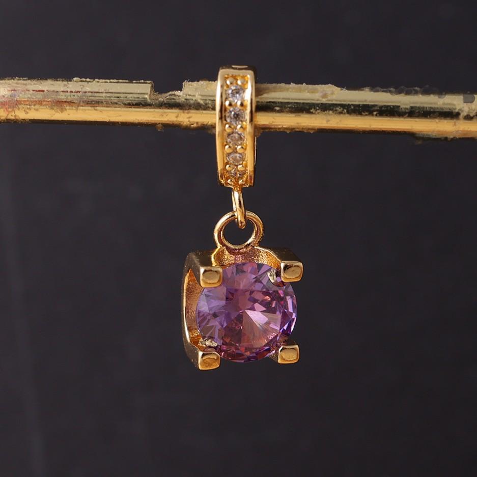 18K Gold Plated Square Amethyst Pendant for DIY Necklace or Bracelet