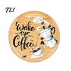 Reusable Wooden Table Coasters 6Pcs Wood for Drinks, Heat Resistant Drink Mat, Anti-slip Round Drinks Mats Dining Room, Coffee And Office Desktop
