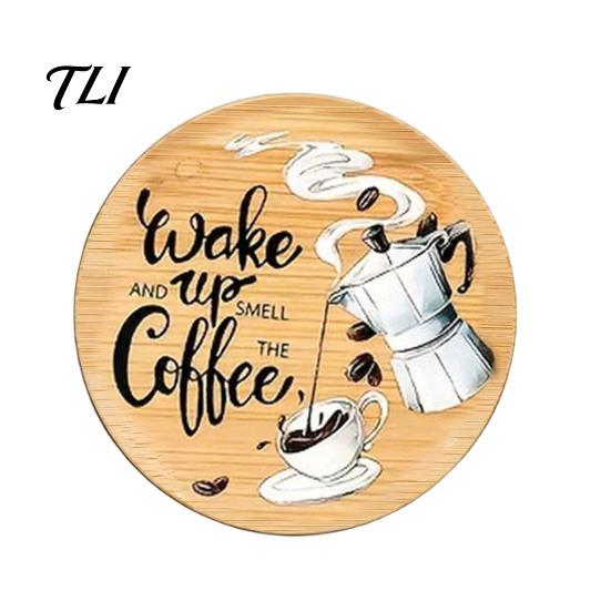 Reusable Wooden Table Coasters 6Pcs Wood for Drinks, Heat Resistant Drink Mat, Anti-slip Round Drinks Mats Dining Room, Coffee And Office Desktop