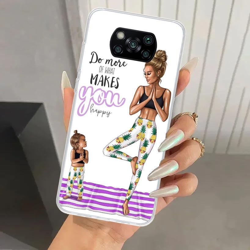 Mom Baby Girls Phone Case for Xiaomi Poco X5 X6 X7 Pro F7 Ultra M7 Redmi 15 15C 13 13C 12 12C 10 10A 10C 9 9A 9C 9T Shell Poco X