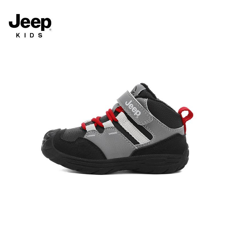 

Jeep 2025 New Autumn/Winter Girls Toddler Plus Velvet Non-Slip Cotton Sports Shoes Size 29 сірий колір/чорний