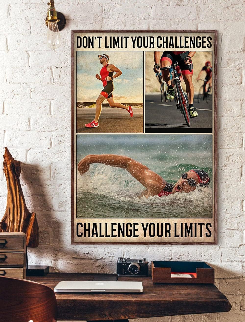 

Vintage Triathlon Challenge Your Limit Poster Metal Aluminium Tin Sign Wall Decor 20x30cm（7.8x11.8inch）