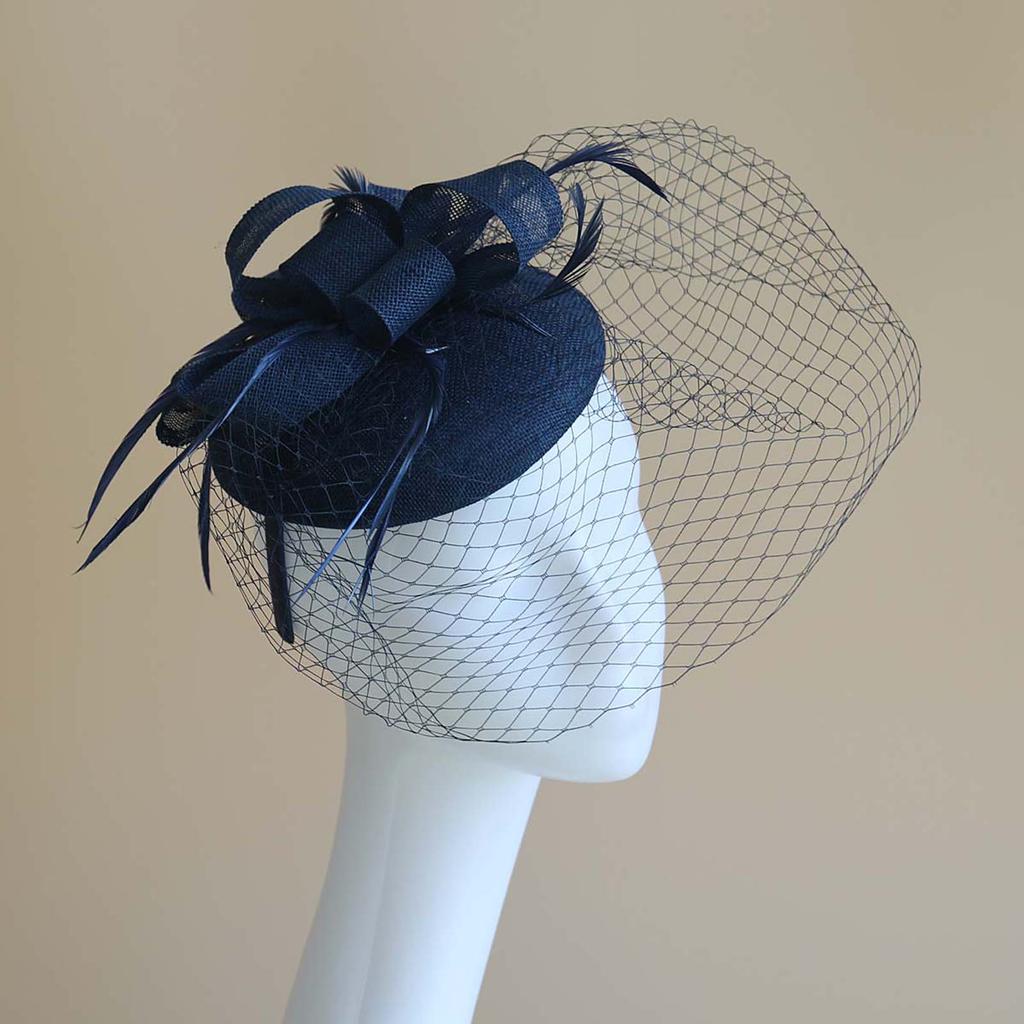 Fascinator Hat Veil For Women, Retro Tea Party Pillbox Derby Kentucky Hat Fascinator Feather Headpiece Art Deco For Party Acessories