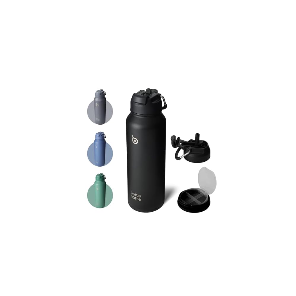 BOTTLE BOTTLE Water Bottle 1L Vacuum Insulated Stainless Steel 2-Way Lid with Straw Direct Drinking