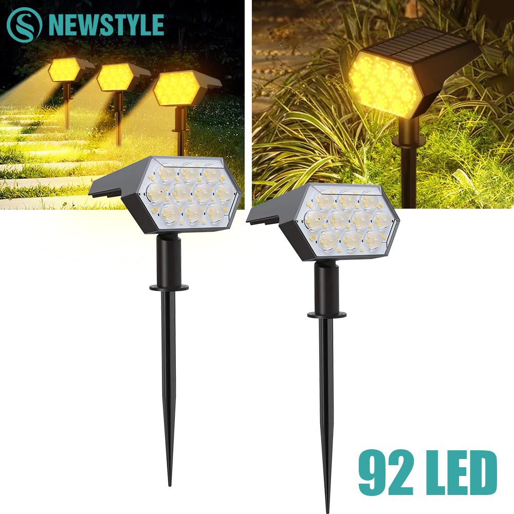 108/92 LED Solar Spotlight Outdoor Waterproof Landscape Light Adjustable Solar Garden Wall Lights Gardens Fence Pathway