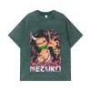 275 GSM Washed T-shirts 100% Cotton Demon Slayer V73 Nezuko Print Unisex Heavy Cotton T Shirt