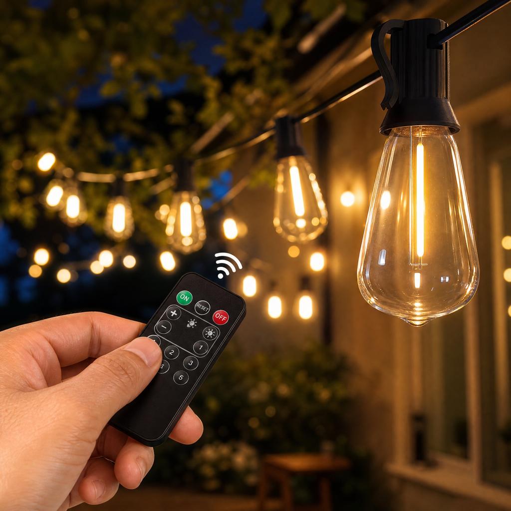 Solar ST38 LED String Lights, Remote Control Outdoor Ambient Lights for Wedding Homestay Camping
