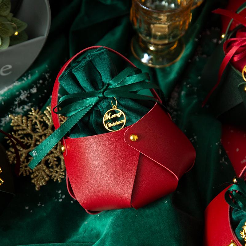 Christmas Eve Apple Gift Tote - Leather Holiday Packaging Bag