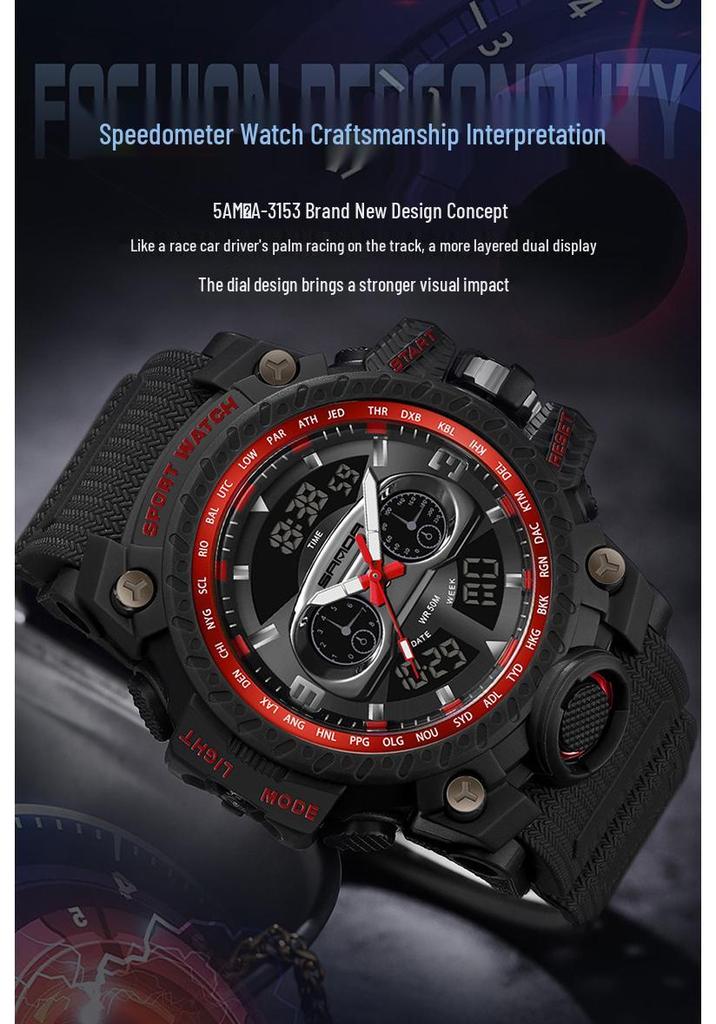 Sanda Men's Multi-functional Luminous Sports Watch – Fashionable, Trendy, Versatile Outdoor Dashboard Design