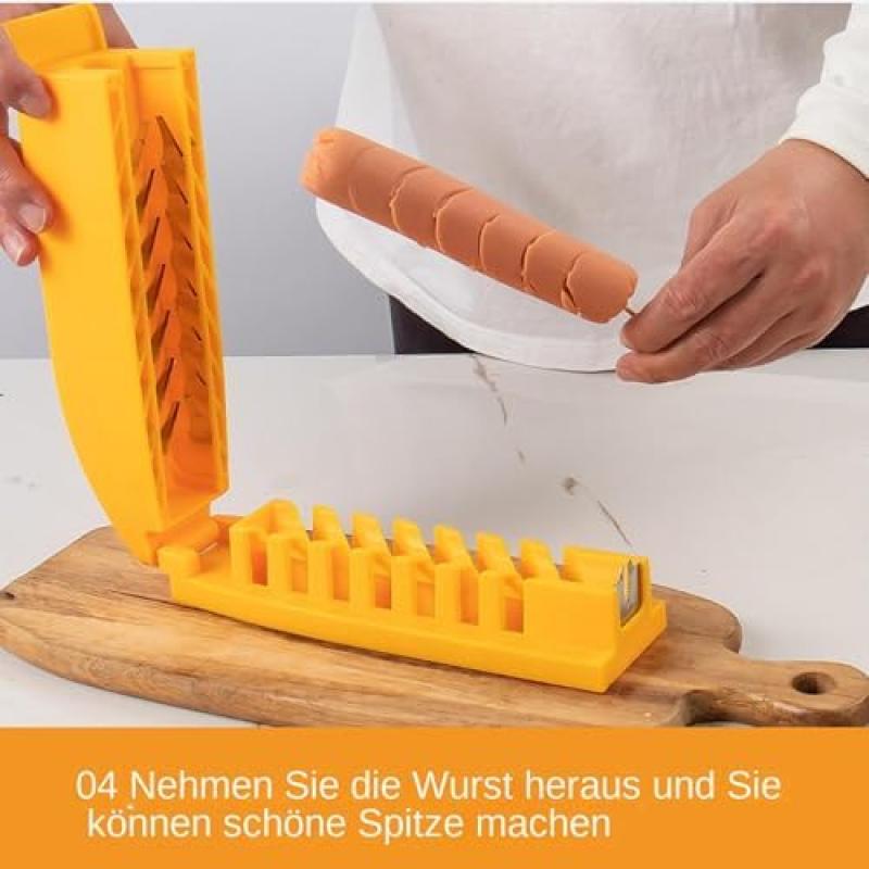 German Made Manual Sausage Slicer, Multi-Purpose Food Cutter for Hot Dogs, Bananas, Cucumbers, Kitchen & Indoor Grilling Picnic Essential