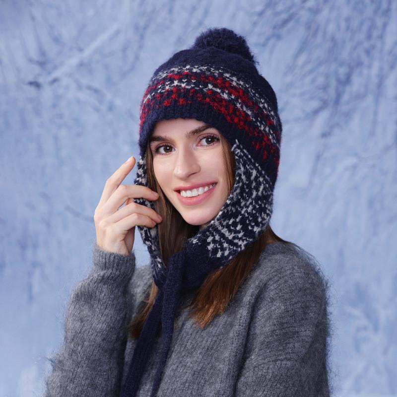 Knit Hat For Women Blend Warm Earflap Winter Beanie Fall Fashion Accessories