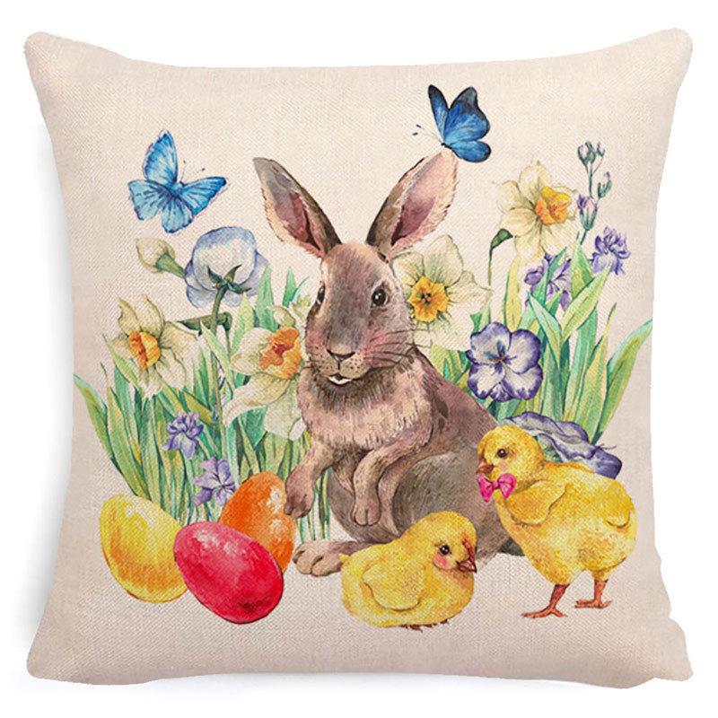 Pillowcase Easter Pillowcase Cartoon Truck Garland Rabbit Egg Animal Plaid