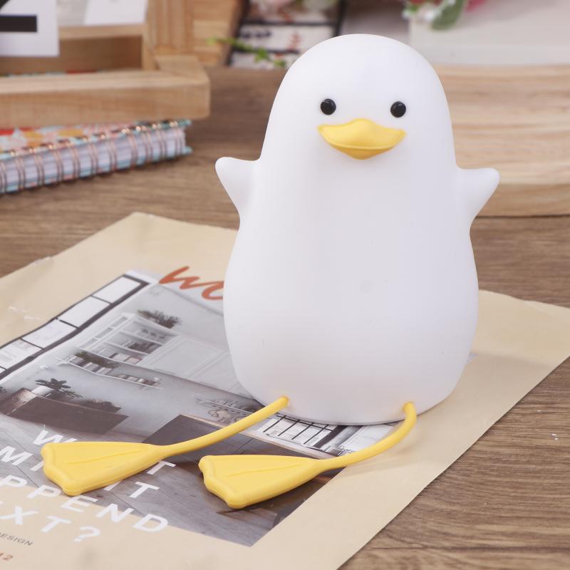 Cute Animal Silicone Lamp Duck Night Light For Kids Touch Control Dimmable Usb Rechargeable Bedside Bedroom Decor Birthday Gifts