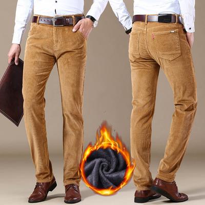 Herren Winter Warme Hose Cord Business Hose Innerhalb Der Gepolsterten Verdickten Bequemen Bürohose