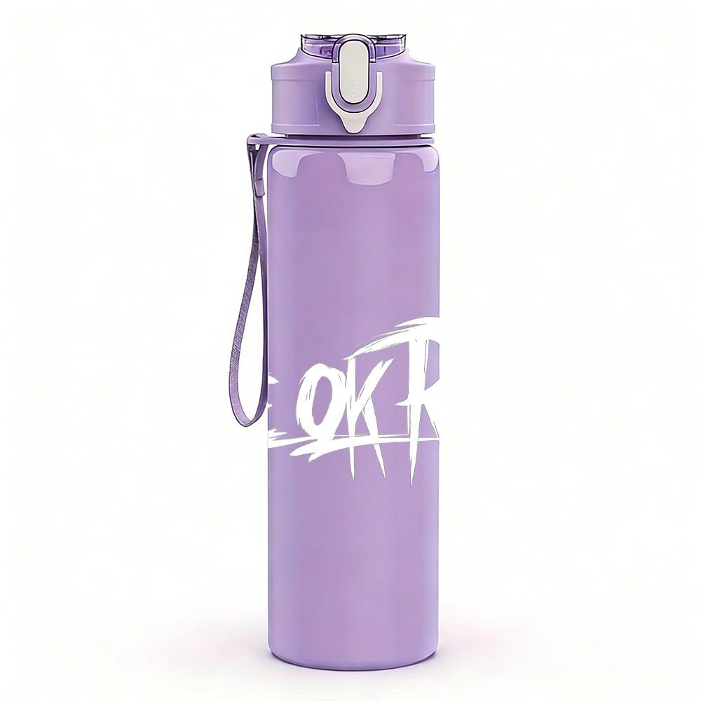 1PC Ghost Rock Band Text 750ml Color Plastic Sports Water Bottle Leakproof Flip Straw Lid Suitable for Sports Office Home Use