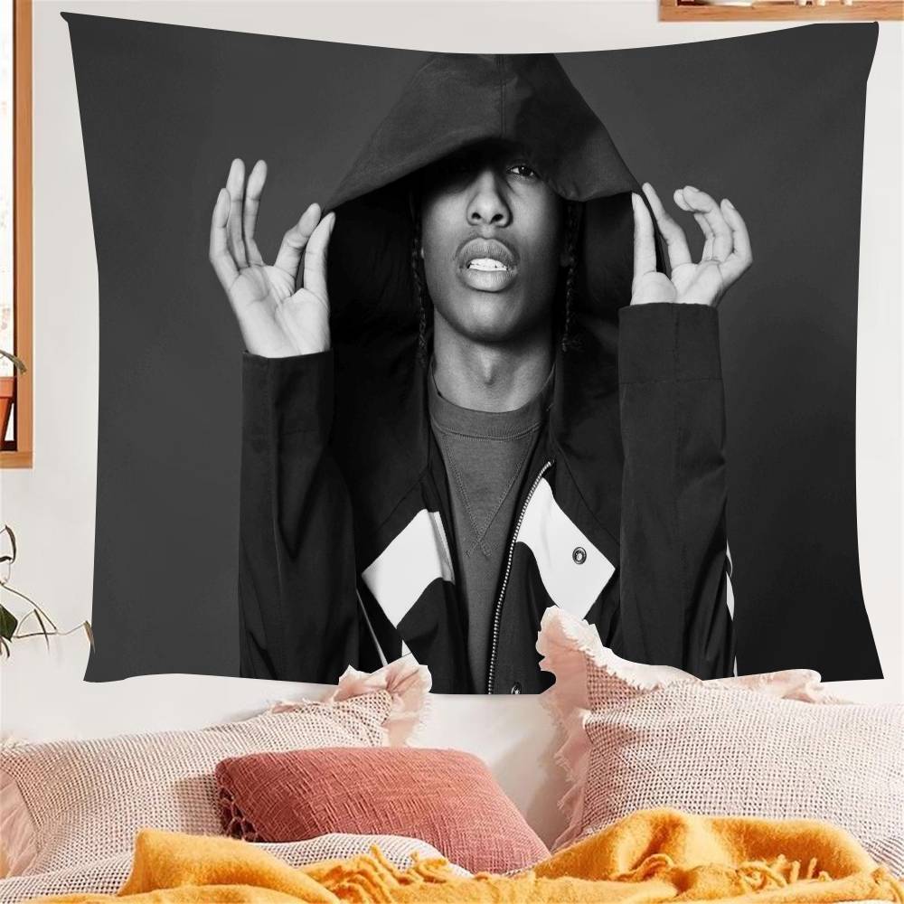 Arazzo da Parete Decorazione Casa A$AP Rocky Flag Rakim Mayers Cartone Animato da Fumare