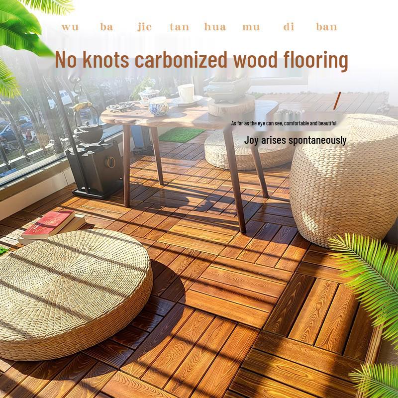 Karbonisierte Holzböden für Außenterrasse, Garten oder Balkon - Feuchtigkeitsbeständig, Korrosionsbeständig, Selbstverlegendes Design.