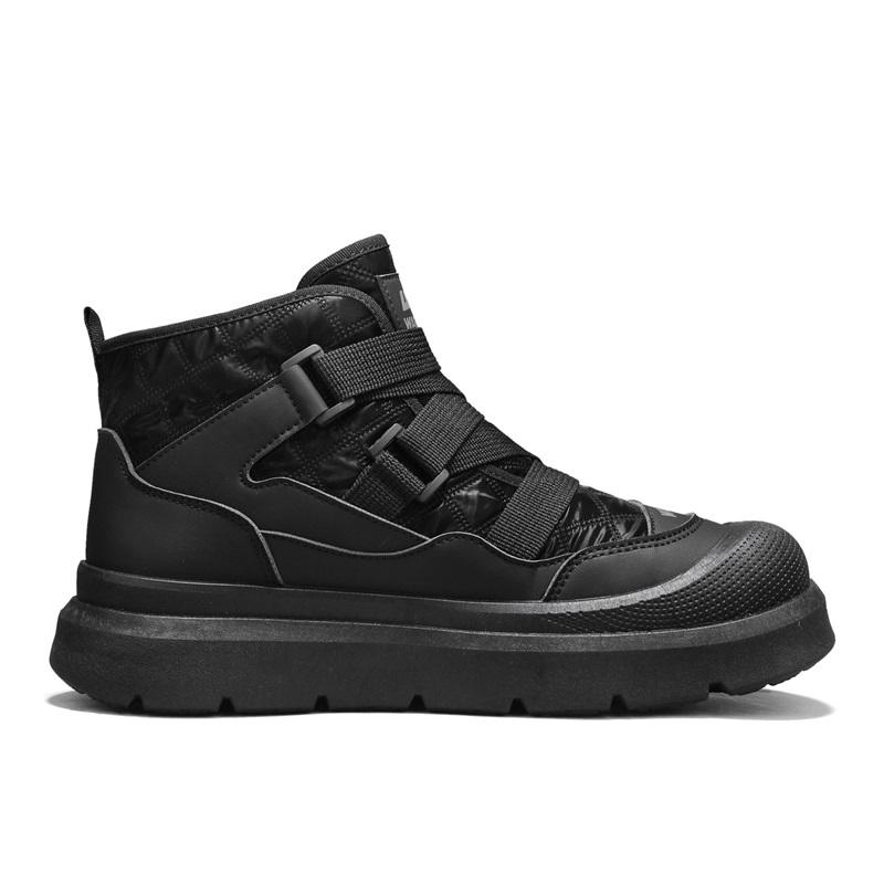 Warrior Fleece Lined Cotton Casual Trendy Daily Commuting Simple Versatile Snow Boots Men boots Black WBN(JS)-328603