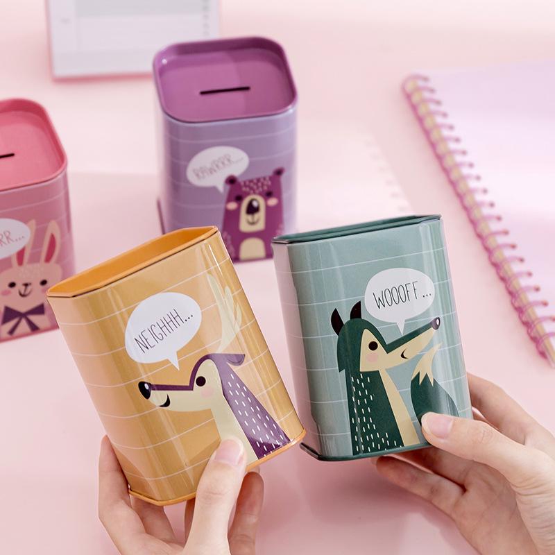 Korean British-Style Cartoon Animal Metal Piggy Bank