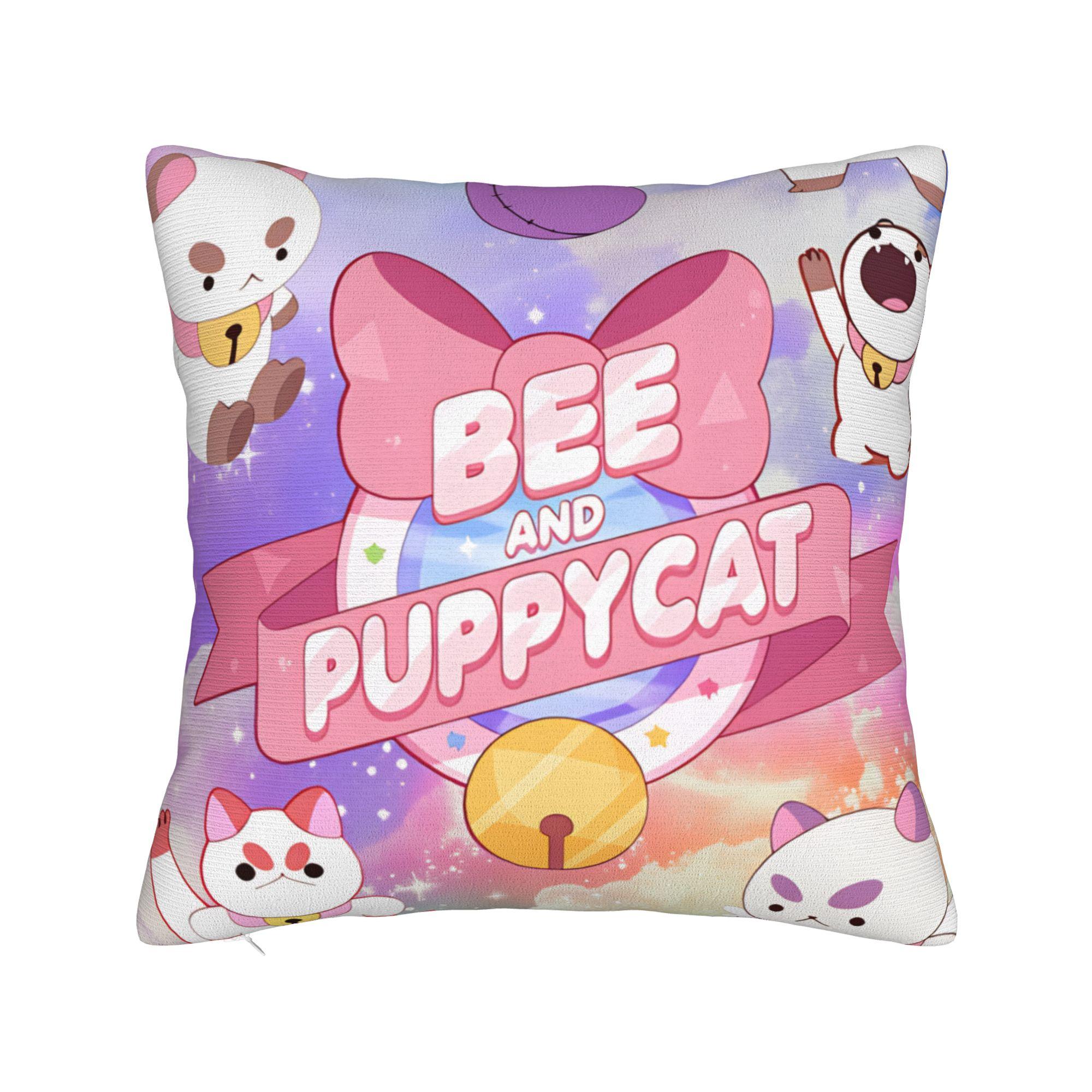 Pillow Case B-Bee And P-Puppycat Custom  Pillow Cover For Sofa Bedroom Home Decor Funny Pillowcases 12x12Inch