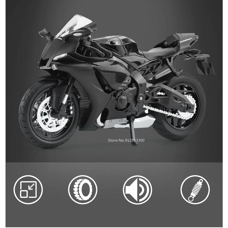 1/12 YAMAHA R1 Spielzeugmotorradmodell Legierung Diecast mit Sound Licht Gummireifen Maßstabsmodell Motorrad Spielzeug für Kinder Sammlung