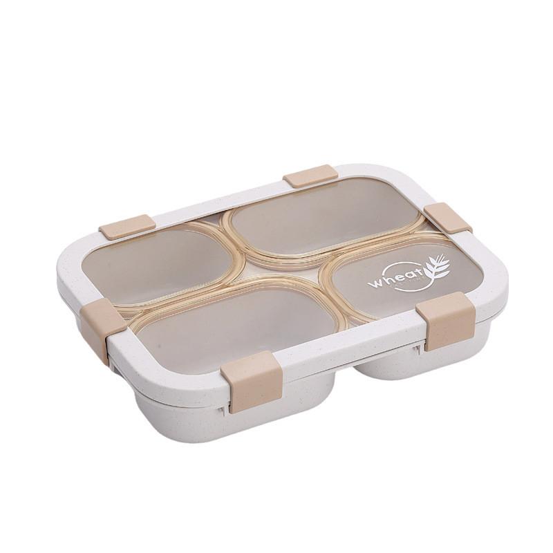 Wheat Straw Bento Box With Three Compartments For School And Office Lunches Nonmicrowave Safe