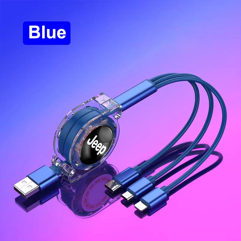 Cup Holders Car Retractable Data Cable 3 In 1 Fast Charging Charger Cable For Jeep Renegade Wagoneer Avenger Recon Wrangler JK G