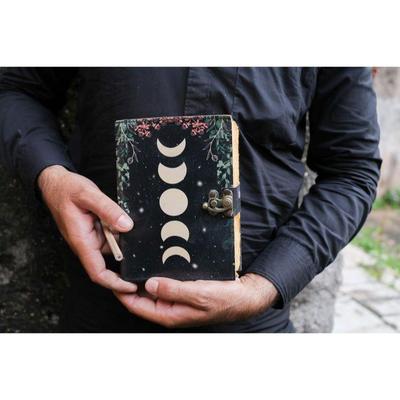 Sun and Moon Handmade Deckle Paper Journal for Men and  Spell Notebook for Traveling Sketchbook Poetry Book