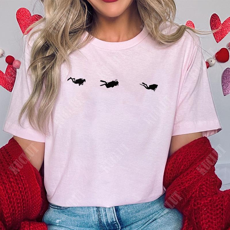 Divertente Stampa Grafica Subacqueo T Shirt Subacqueo Top Moda Girocollo Manica Corta Taglie Forti Donna T-Shirt