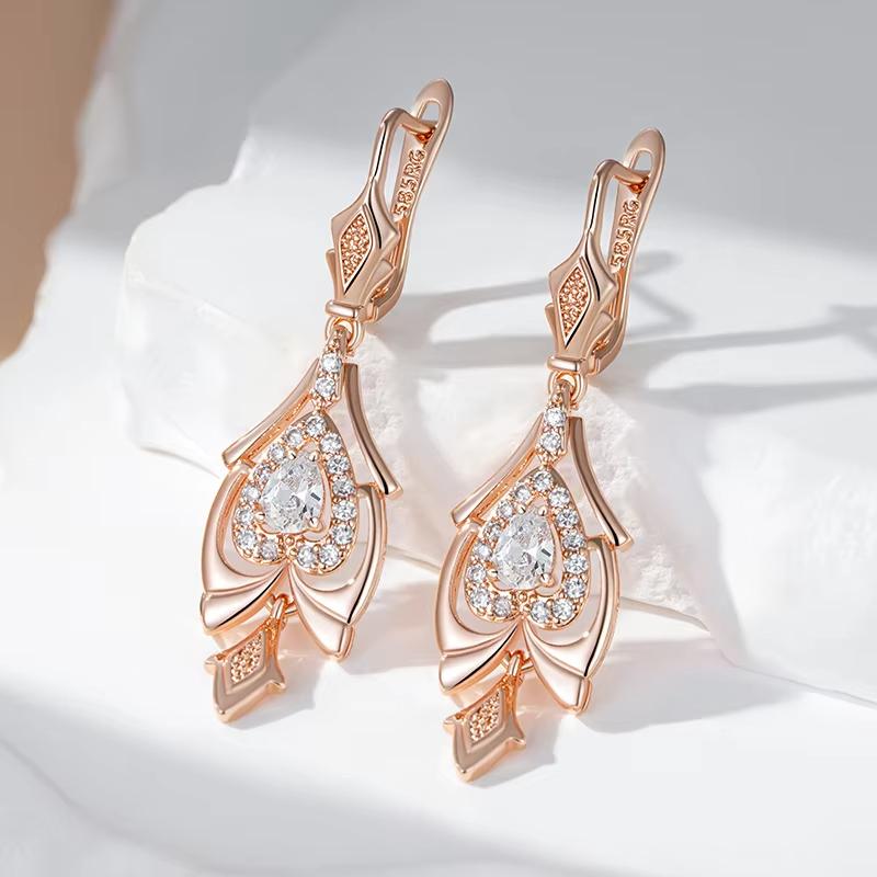 European and American Fashion Sparkling Carved Pattern Pendant Earrings, Women's Classic Holiday Accessories