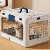 Collapsible Pet Carrier Box Plastic Thickening Foldable Cat Cage with Handle Breathable Pet Travel Cage Car Carrying