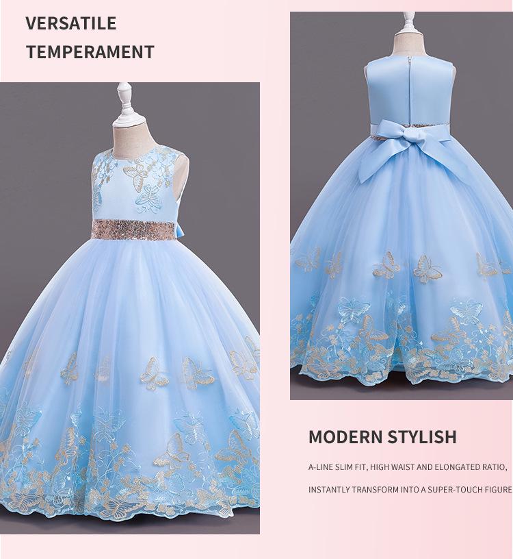 Dziewczęca sukienka formalna w stylu europejskim i amerykańskim, sukienka księżniczki na występy, długa suknia wieczorowa, na urodziny i wybieg.