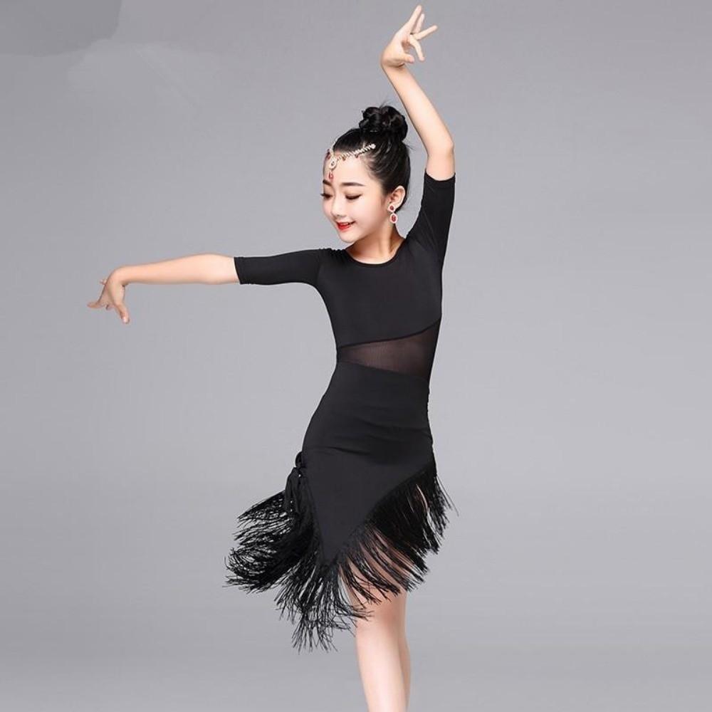 Cha Cha Kids Latin Dance Dress Fringe Tassel Performance Clothes Samba Stage Outfits Child Girls